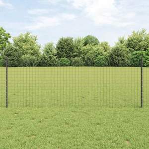 Ogrodzenie Euro z słupkiem 25 x 0,8 m Stal pokryta PVC Szary