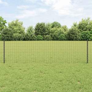Ogrodzenie Euro z słupkiem 25 x 0,6 m Stal pokryta PVC Szary