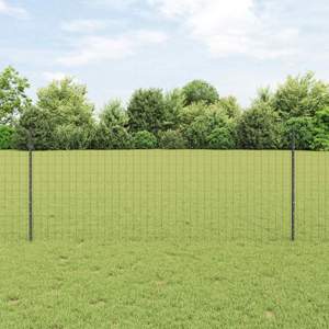 Ogrodzenie Euro z słupkiem 10 x 1 m Stal pokryta PVC Szary