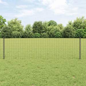 Ogrodzenie Euro z słupkiem 50 x 0,6 m Stal pokryta PVC Szary