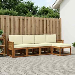 Zestaw sof na zewnątrz 5 szt. Naturalny i Kremowy Poliester
