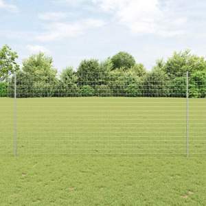 Ogrodzenie Euro z słupkiem 10 x 1,5 m Stal ocynkowana srebrny