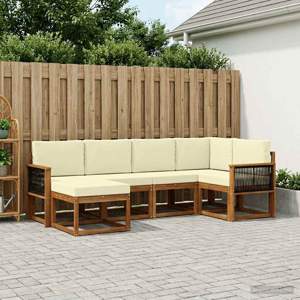 Zestaw sof na zewnątrz 6 szt. Naturalny i Kremowy