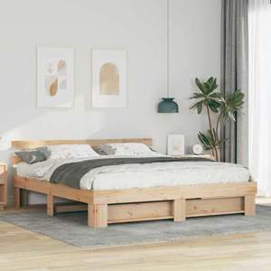 Ramka łóżka Brązowy 200 x 200 cm Lite drewno sosnowe
