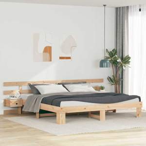 Ramka łóżka Brązowy 200 x 200 cm Lite drewno sosnowe