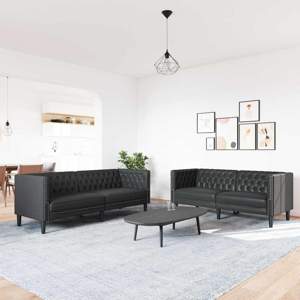 Sofa do salonu 2 szt. Czarny Skóra ekologiczna