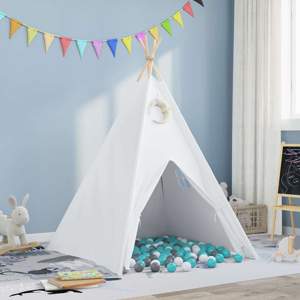 Namiot Teepee Biały 120 x 120 x 150 cm Tkanina i plastik