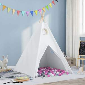 Namiot Teepee Biały 120 x 120 x 150 cm Tkanina i plastik