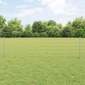 Ogrodzenie Euro z słupkiem 50 x 0,6 m Stal ocynkowana srebrny