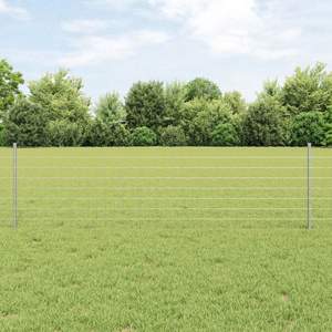 Ogrodzenie Euro z słupkiem 25 x 0,6 m Stal ocynkowana srebrny