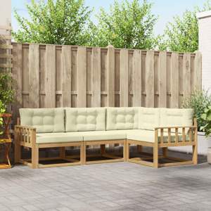 Zestaw sof na zewnątrz 3 szt. Biały i kremowy Poliester