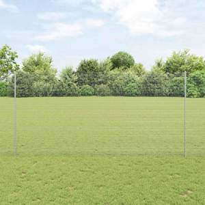 Ogrodzenie z drutu spawanego z słupkami 10 x 1,5 m srebrny