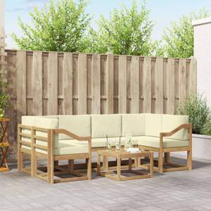 Zestaw sof na zewnątrz 7 szt. Biały i kremowy