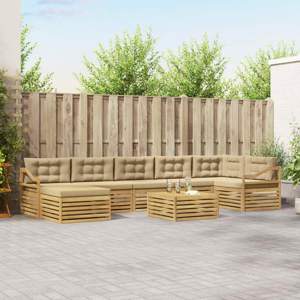Zestaw sof na zewnątrz 8 szt. Biały i Beżowy