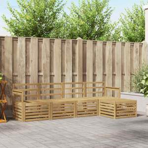 Zestaw sof na zewnątrz 5 szt. Biały Lite Drewno Akacji