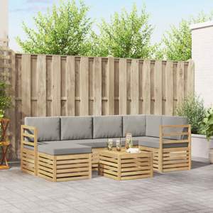 Zestaw sof na zewnątrz 7 szt. Biały i jasnoszary Poliester