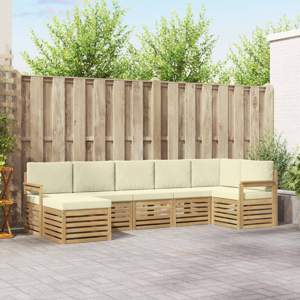 Zestaw sof na zewnątrz 7 szt. Biały i kremowy