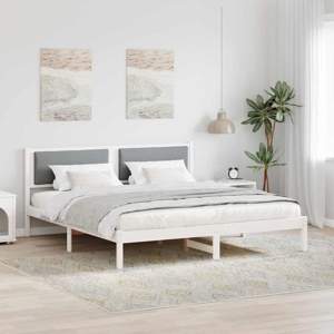 Ramka łóżka Jasnoszary 200 x 200 cm Lite drewno sosnowe