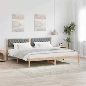Ramka łóżka Jasnoszary 200 x 200 cm Lite drewno sosnowe