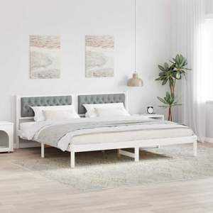 Ramka łóżka Jasnoszary 200 x 200 cm Lite drewno sosnowe