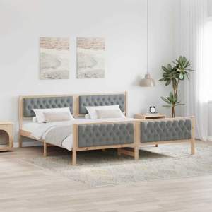 Ramka łóżka Jasnoszary 200 x 200 cm Lite drewno sosnowe