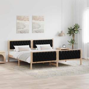Ramka łóżka Czarny 200 x 200 cm Lite drewno sosnowe