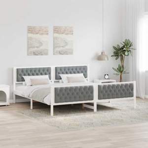 Ramka łóżka Jasnoszary 200 x 200 cm Lite drewno sosnowe