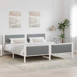 Rama łóżka Biały i jasnoszary 200 x 200 cm Lite drewno sosnowe