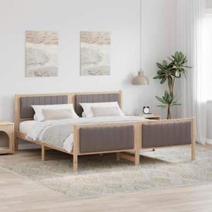 Rama łóżka Brązowy i taupe 180 x 200 cm Lite drewno sosnowe