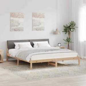 Rama łóżka Brązowy i taupe 200 x 200 cm Lite drewno sosnowe