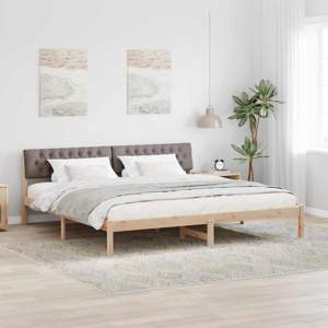 Rama łóżka Brązowy i taupe 200 x 200 cm Lite drewno sosnowe