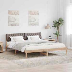 Rama łóżka Brązowy i taupe 180 x 200 cm Lite drewno sosnowe