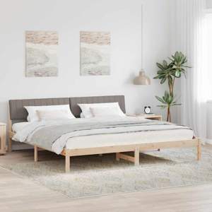 Rama łóżka Brązowy i taupe 200 x 200 cm Lite drewno sosnowe