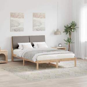 Rama łóżka Brązowy i taupe 150 x 200 cm Lite drewno sosnowe