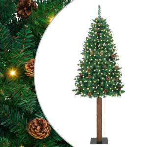 Szczupła Choinka Zielony 180 cm PVC i lite drewno sosnowe