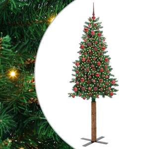 Szczupła Choinka Zielony 180 cm PVC i lite drewno sosnowe