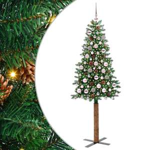 Szczupła Choinka Zielony 180 cm PVC i lite drewno sosnowe