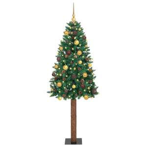 Szczupła Choinka Zielony 210 cm PVC i lite drewno sosnowe