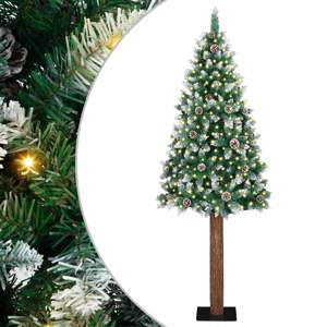Szczupła Choinka Zielony 180 cm PVC i lite drewno sosnowe
