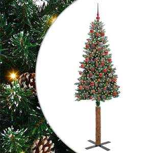 Szczupła Choinka Zielony 180 cm PVC i lite drewno sosnowe