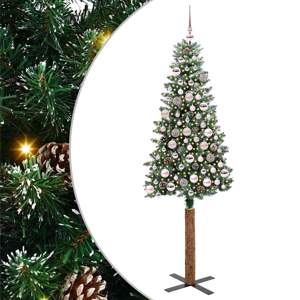 Szczupła Choinka Zielony 180 cm PVC i lite drewno sosnowe