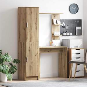 Biurko z półką z przechowywaniem 2 szt. Dąb rzemieślniczy