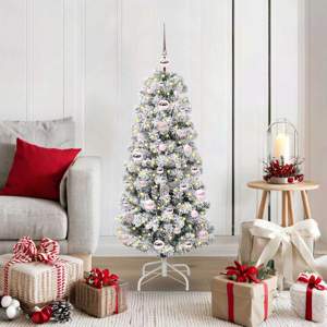 Sztuczna choinka z zawiasami 150 LED Zielony i Biały 120 cm