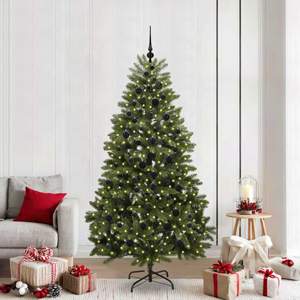 Sztuczna choinka z zawiasami 300 LED zielony 210 cm PVC i stal