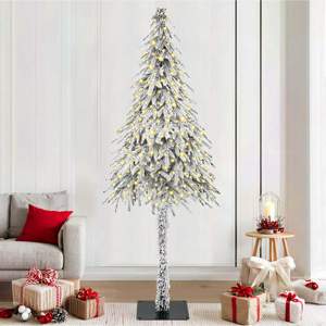 Choinka z 300 diodami LED z podstawą Biały 210 cm PE i stal