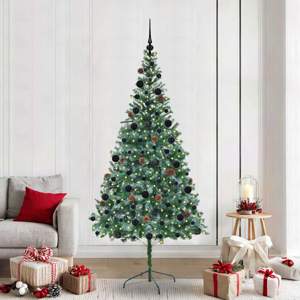Sztuczna choinka z 300 diodami LED Zielony 210 cm PVC i stal