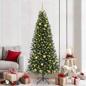 Sztuczna choinka z 300 diodami LED Zielony 210 cm PE i PVC