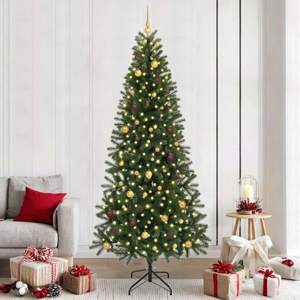 Sztuczna choinka z 300 diodami LED Zielony 240 cm PE i PVC