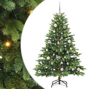 Sztuczna choinka z 150 diodami LED Zielony 150 cm PE i PVC