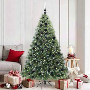 Sztuczna choinka z 300 diodami LED Zielony 180 cm PE i PVC